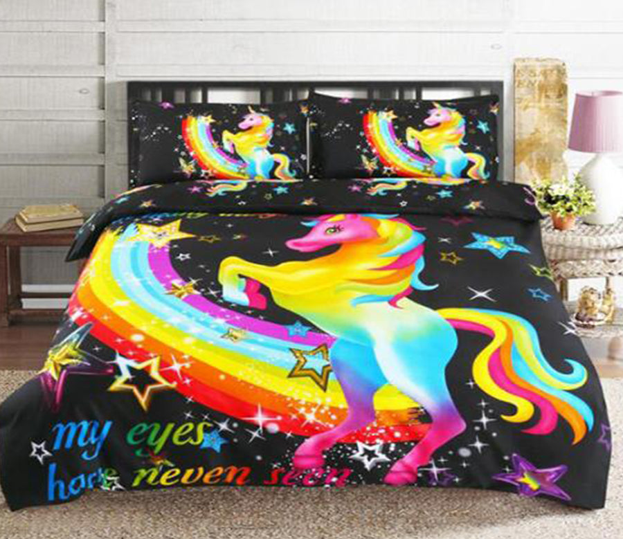 3D Rainbow Unicorn 8182 Bed Pillowcases Quilt