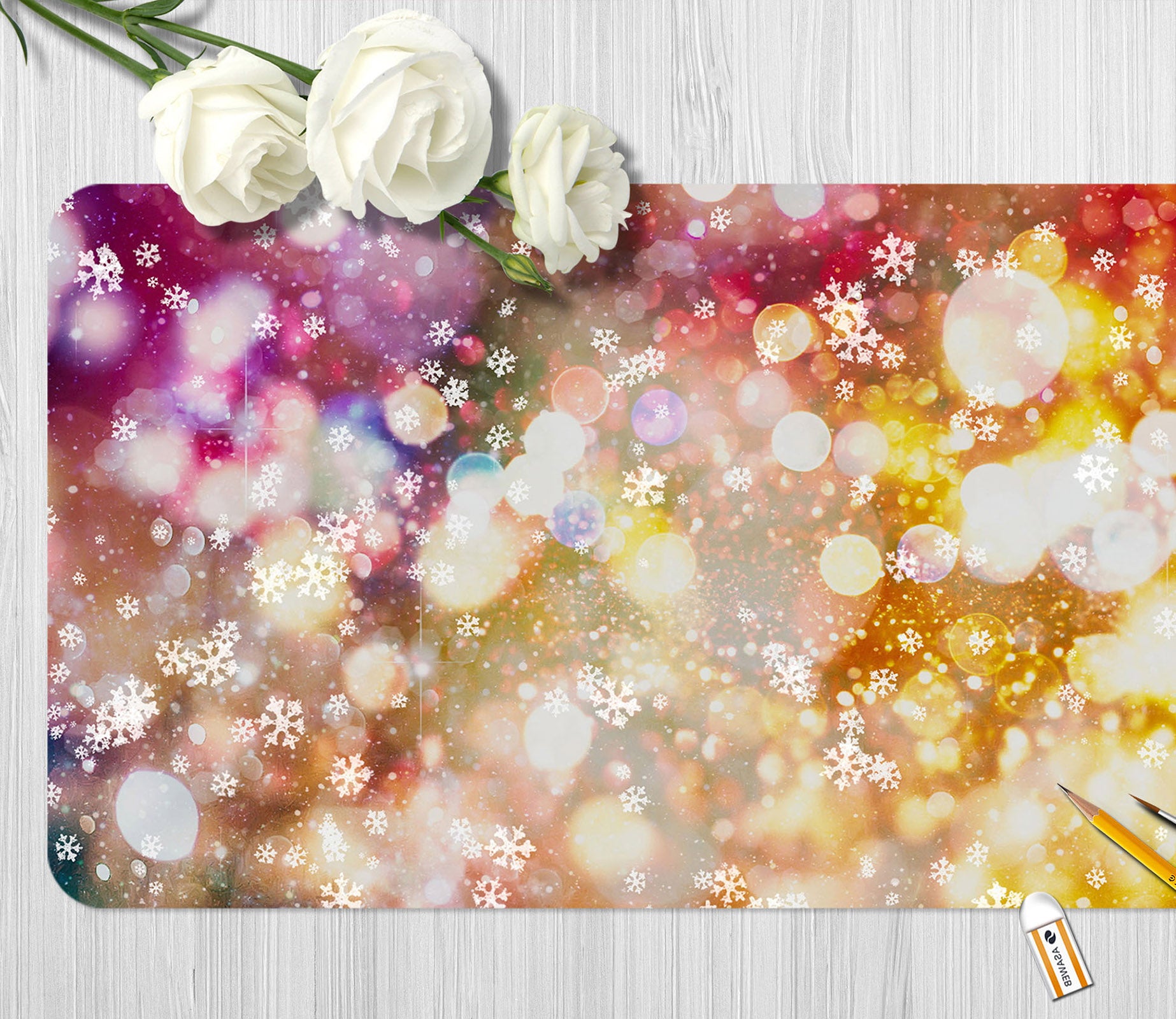 3D Snowflake 51217 Christmas Desk Mat Xmas