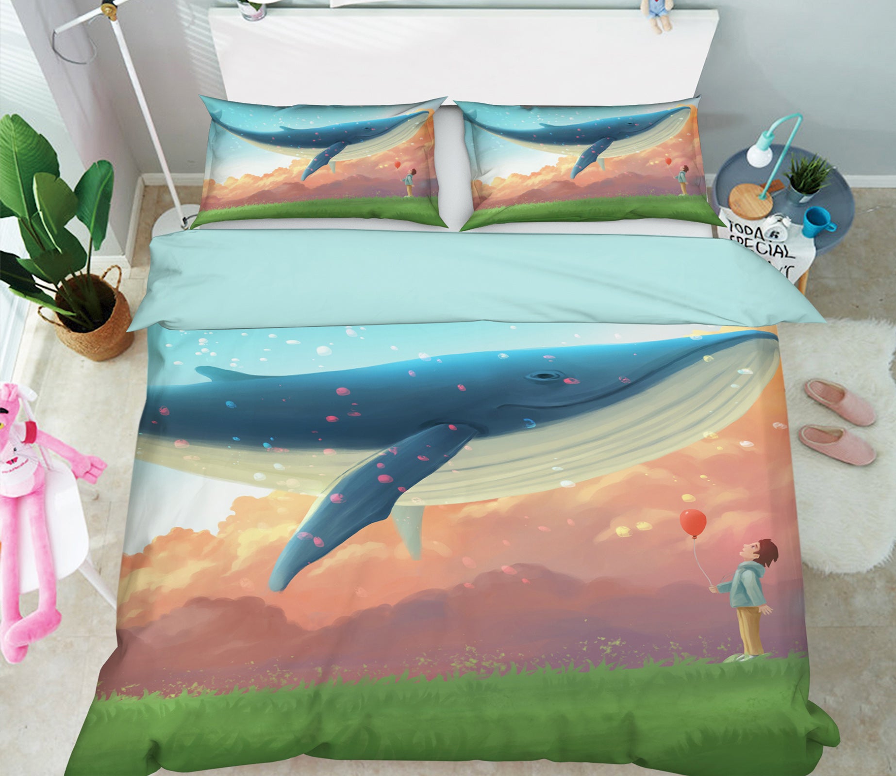 3D Big Whale 12006 Bed Pillowcases Quilt