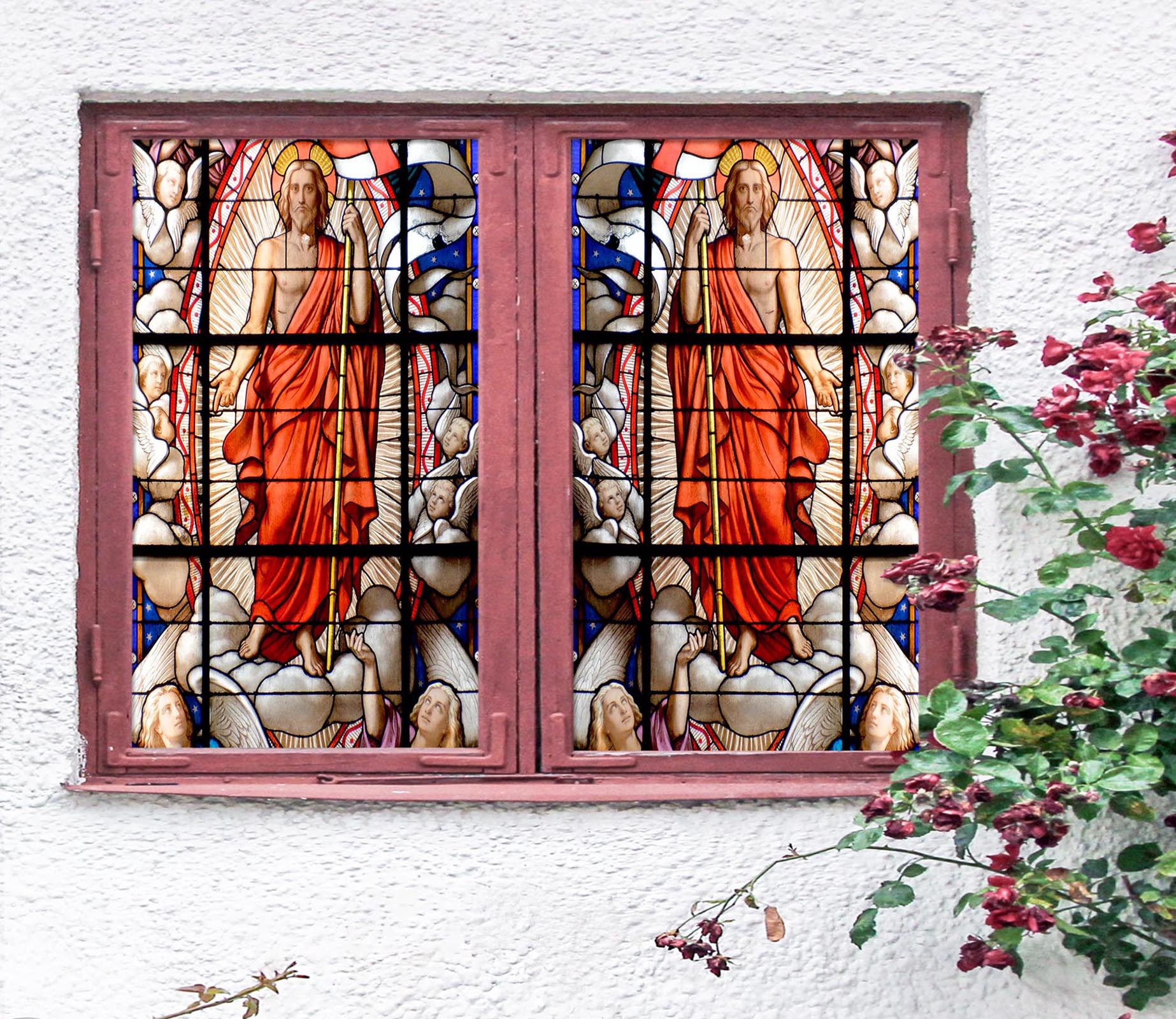 3D Archbishop Angel 141 Window Film Print Sticker Cling Stained Glass UV Block