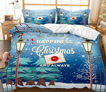 3D Snow Street Lamp Tree 46001 Christmas Quilt Duvet Cover Xmas Bed Pillowcases