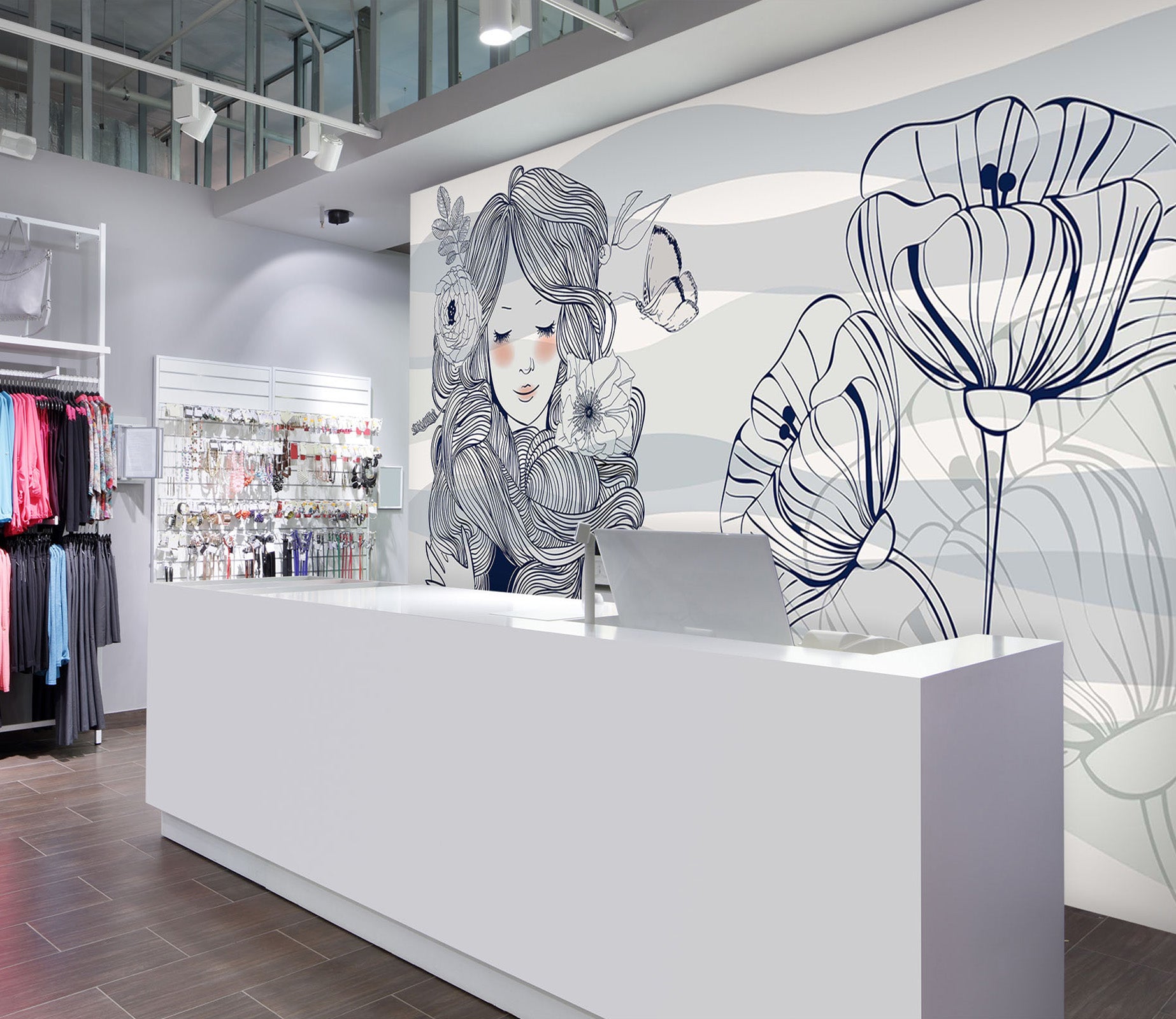 3D Sketch Butterfly 109 Wall Murals