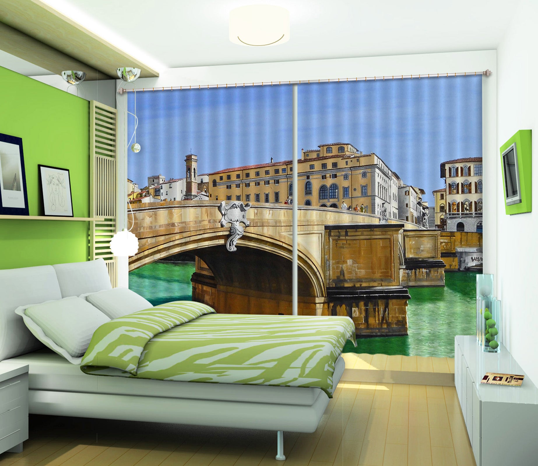 3D Bridge 11025 Matthew Holden Bates Curtain Curtains Drapes