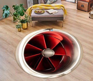 3D Fan Blade 74117 Round Non Slip Rug Mat