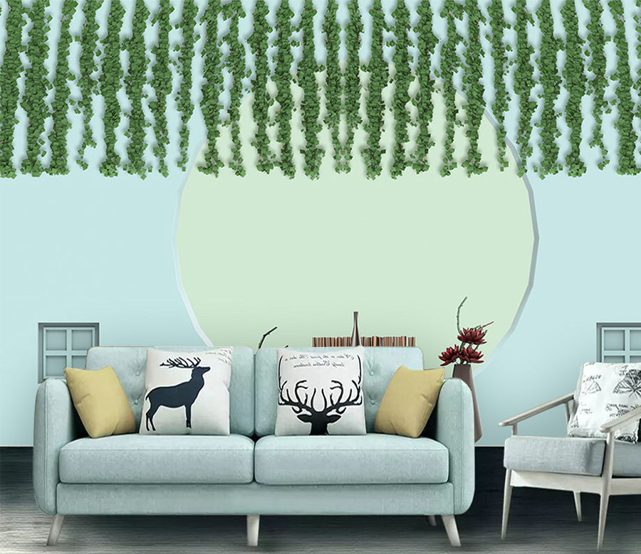 3D Moon Leaves WC049 Wall Murals
