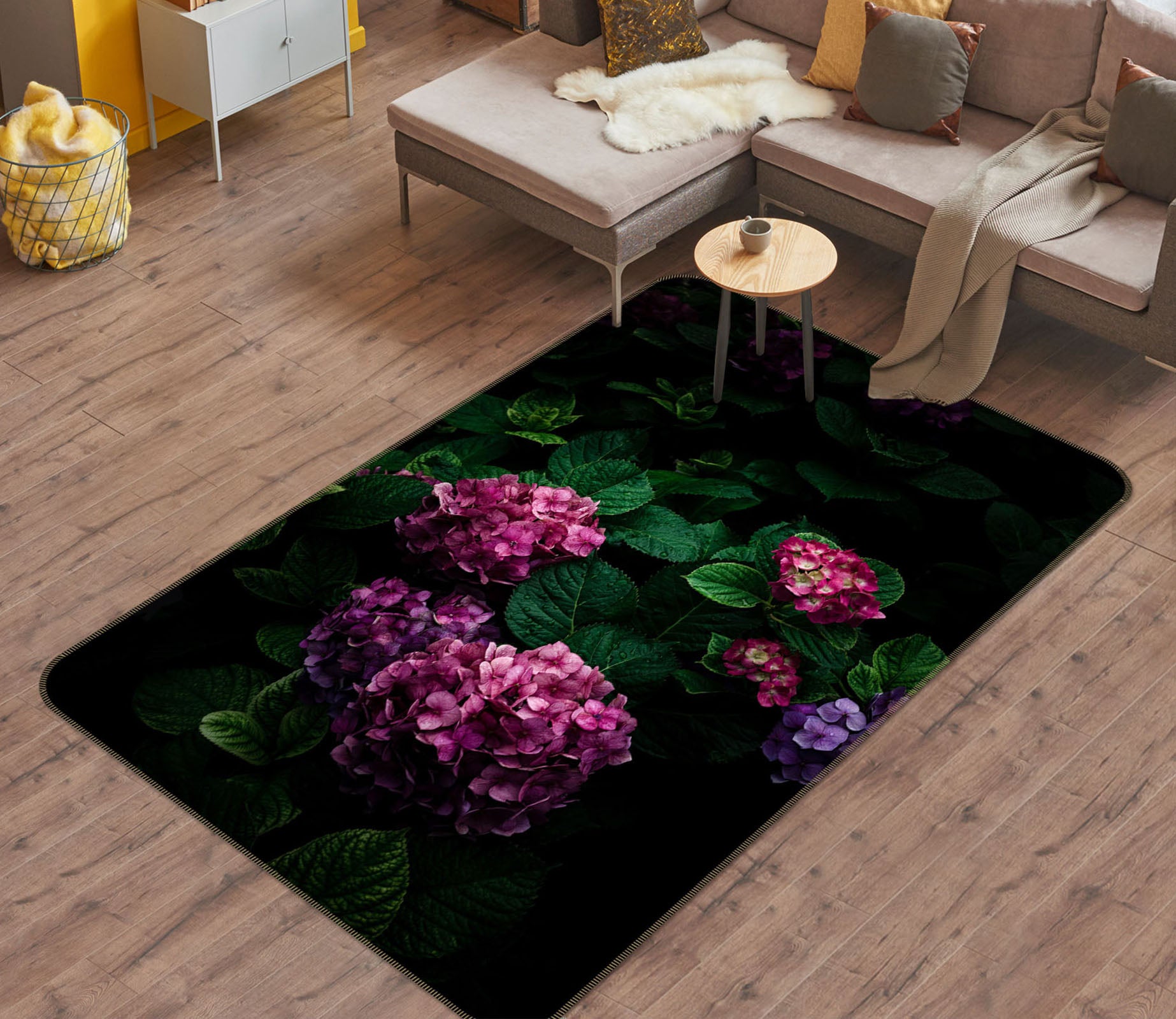 3D Flower Ball 84187 Noirblanc777 Rug Non Slip Rug Mat