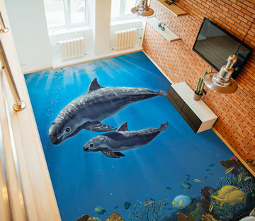 3D Underwater Dolphin 98187 Vincent Floor Mural