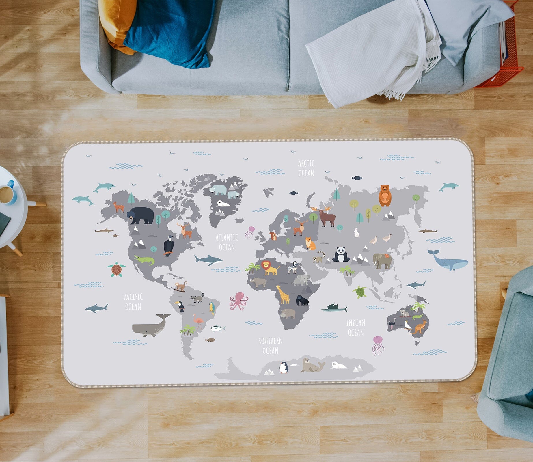 3D Grey Abstract 285 World Map Non Slip Rug Mat Mat AJ Creativity Home 