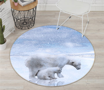 3D Polar Bear 82265 Animal Round Non Slip Rug Mat
