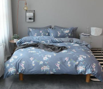3D Grey Flowers 20298 Bed Pillowcases Quilt