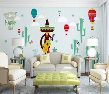 3D Hot Air Balloon Cactus 036 Wall Murals Wallpaper AJ Wallpaper 2 