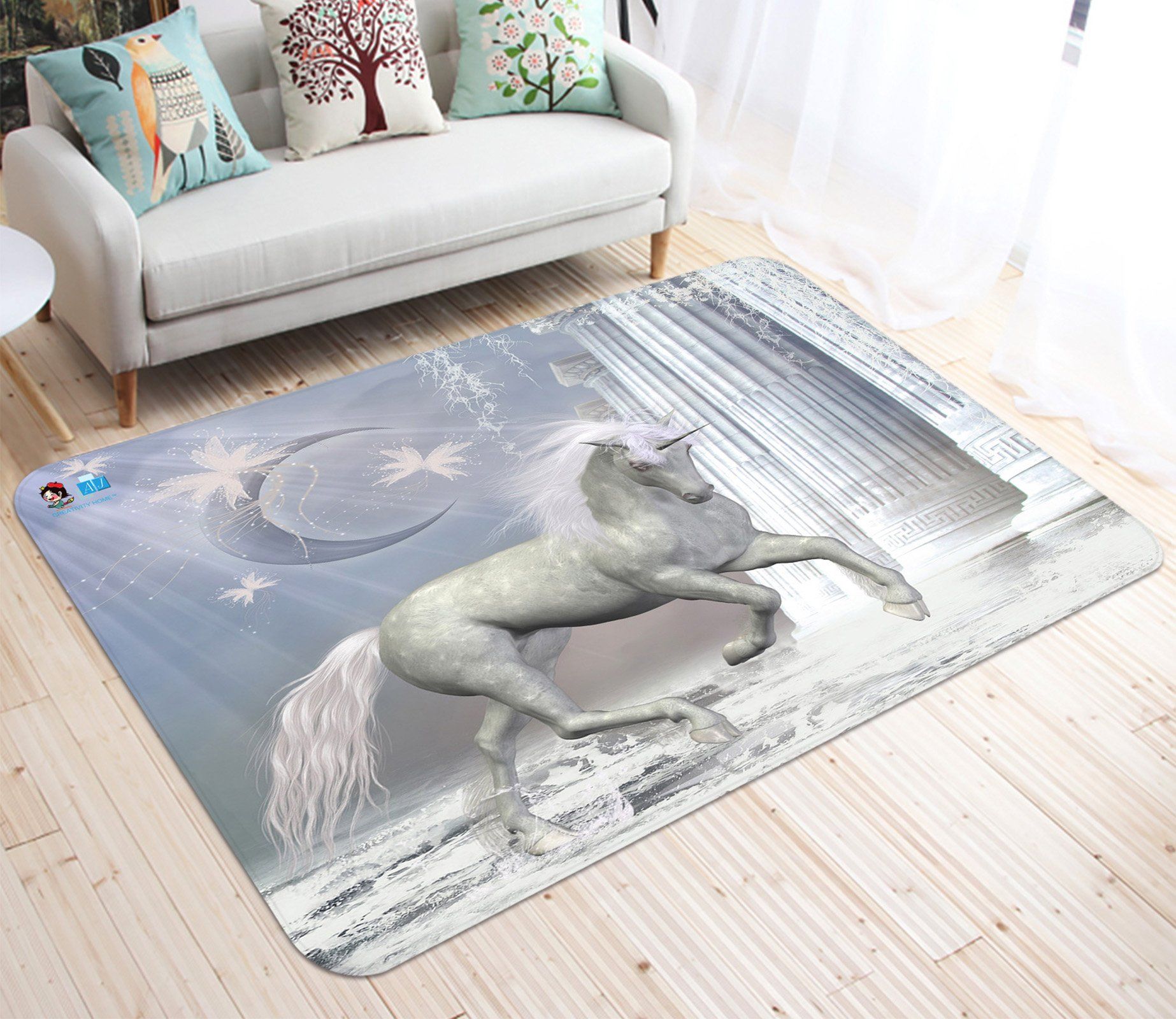 3D Moon Pillar Unicorn 23 Non Slip Rug Mat Mat AJ Creativity Home 