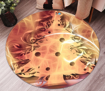 3D Flame Pattern Tree 65232 Christmas Round Non Slip Rug Mat Xmas