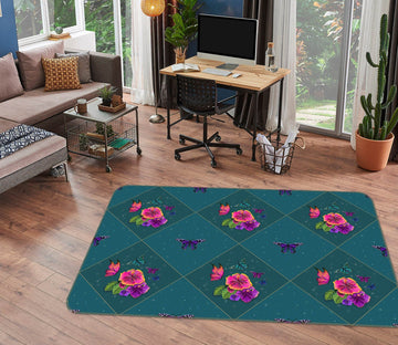 3D Purple Flowers 3023 Rose Catherine Khan Rug Non Slip Rug Mat Mat AJ Creativity Home 