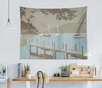 3D Pier Blue Sea 5311 Steve Read Tapestry Hanging Cloth Hang