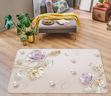 3D Pearl Flower 34013 Non Slip Rug Mat