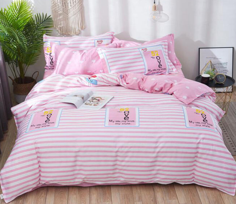 3D Pink Horizontal Stripes 3113 Bed Pillowcases Quilt