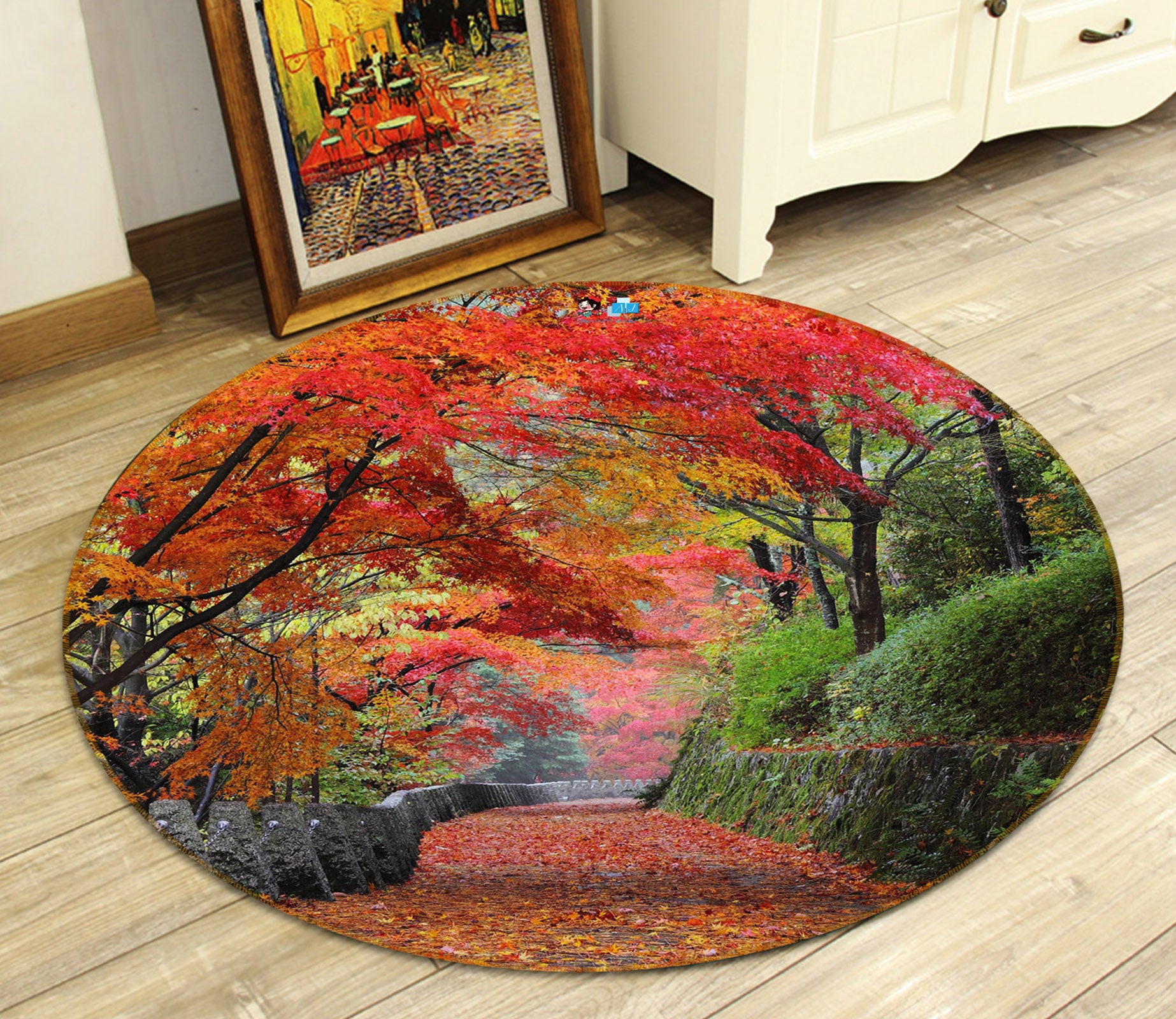 3D Maple Trail 72043 Round Non Slip Rug Mat