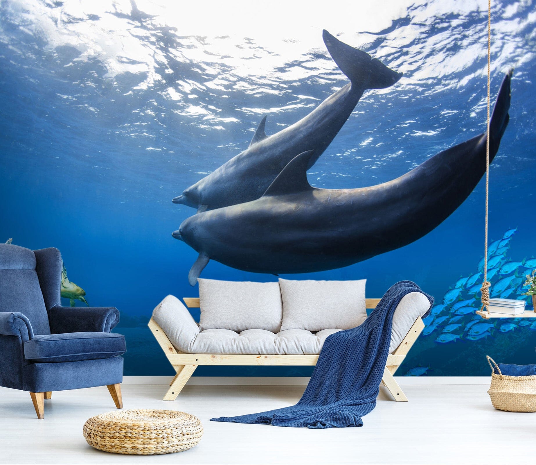 3D Undersea Dolphin 1431 Wall Murals Wallpaper AJ Wallpaper 2 
