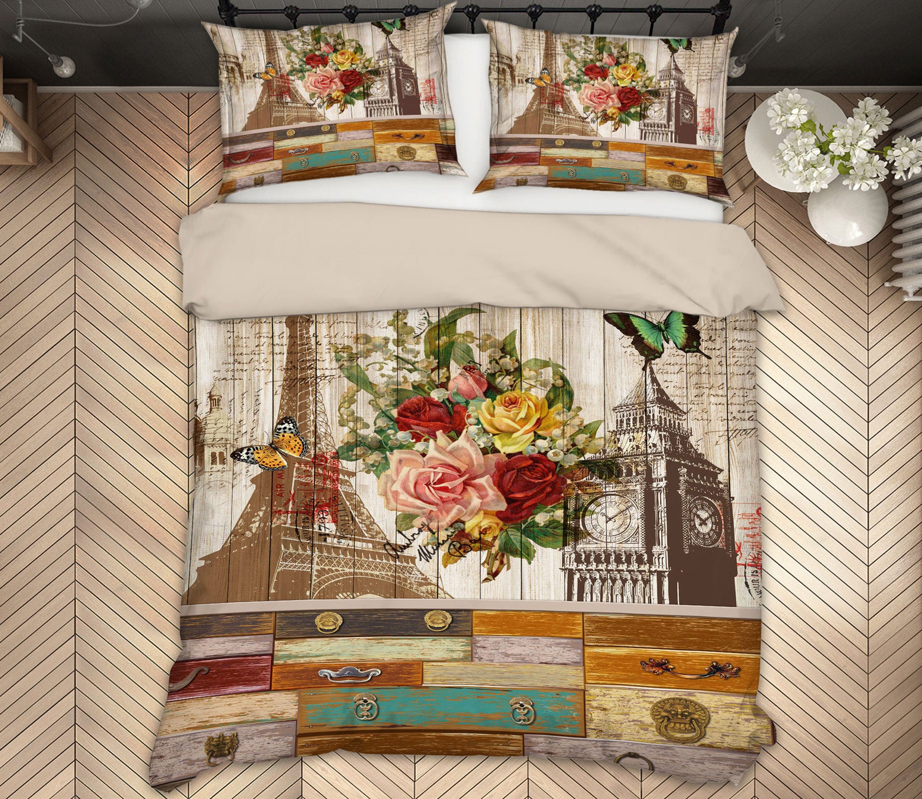 3D Eiffel Tower Big Ben 12066 Bed Pillowcases Quilt