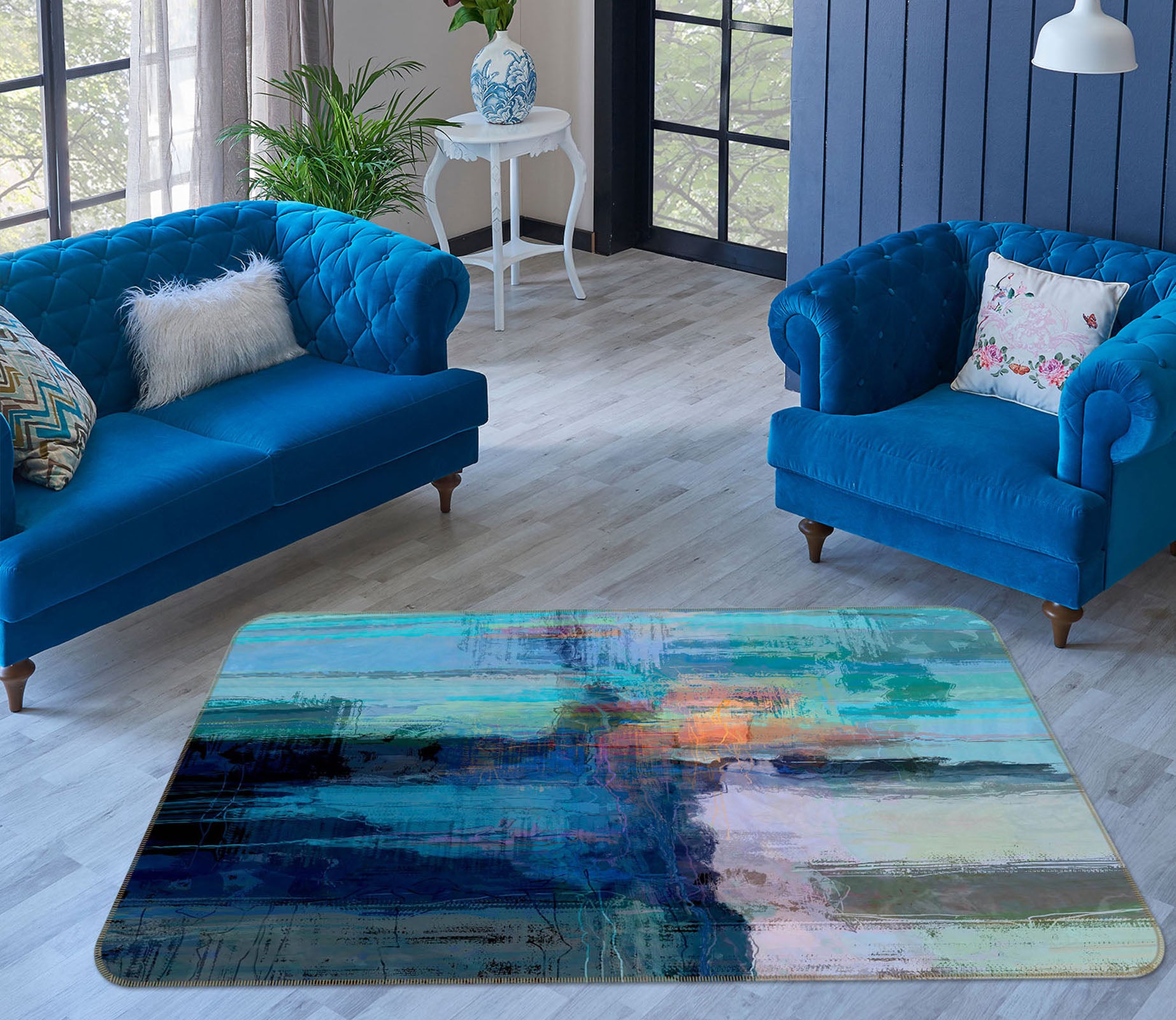 3D Color Ink Pattern 84002 Michael Tienhaara Rug Non Slip Rug Mat