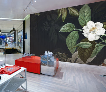 3D White Flower Leaf 115 Wall Murals
