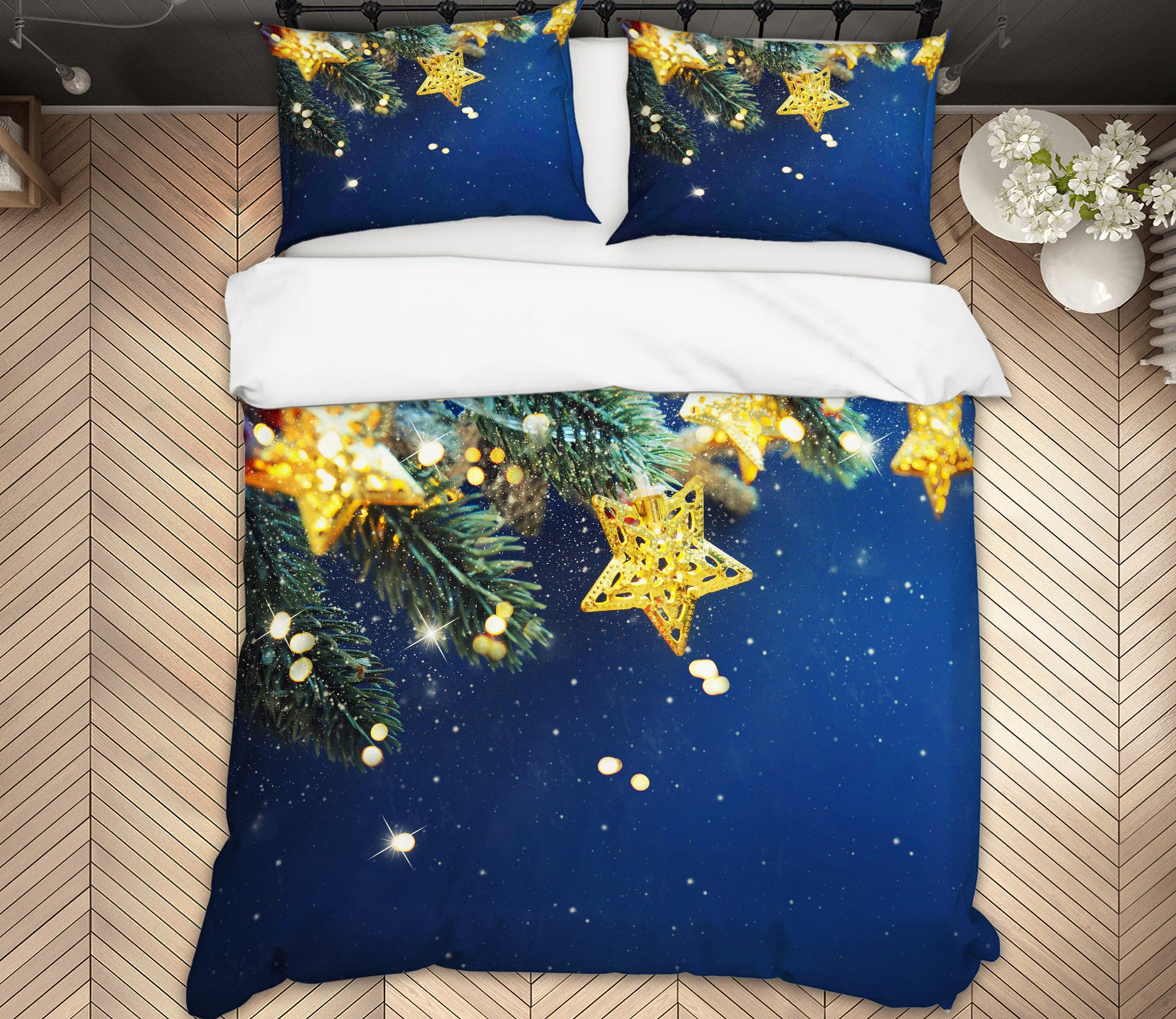 3D Branches Five-Pointed Star 51107 Christmas Quilt Duvet Cover Xmas Bed Pillowcases