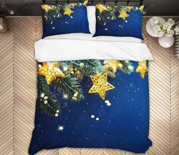 3D Branches Five-Pointed Star 51107 Christmas Quilt Duvet Cover Xmas Bed Pillowcases