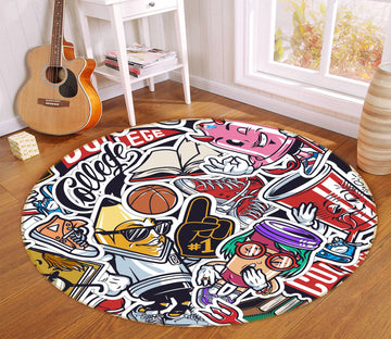 3D Doodle Stickers 81157 Round Non Slip Rug Mat