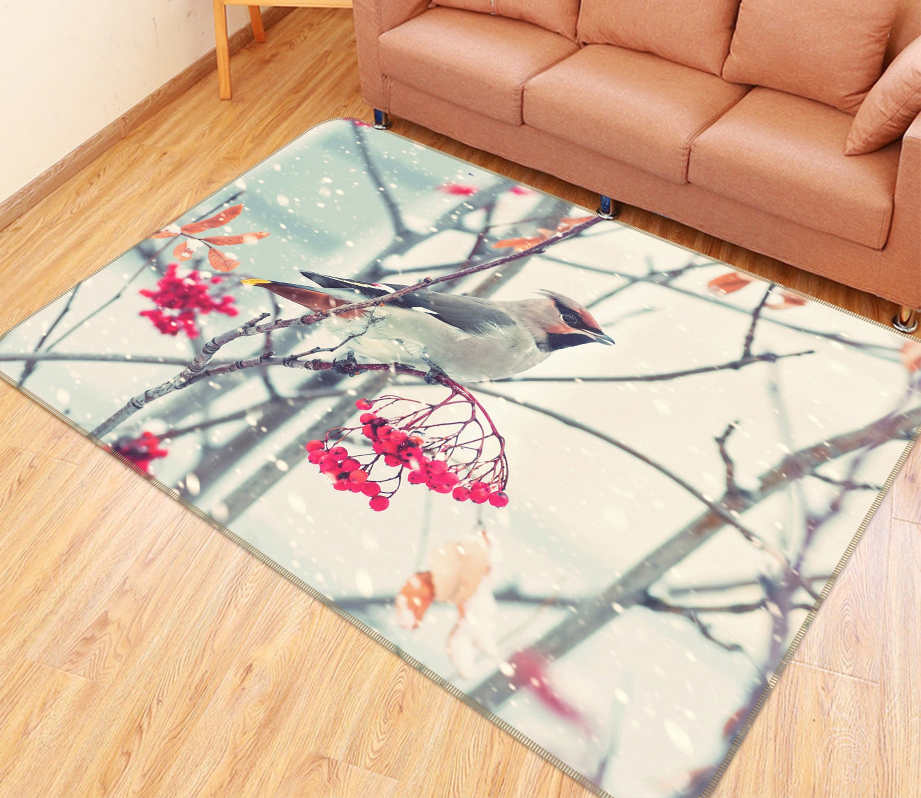 3D Bird Flower 047 Animal Non Slip Rug Mat