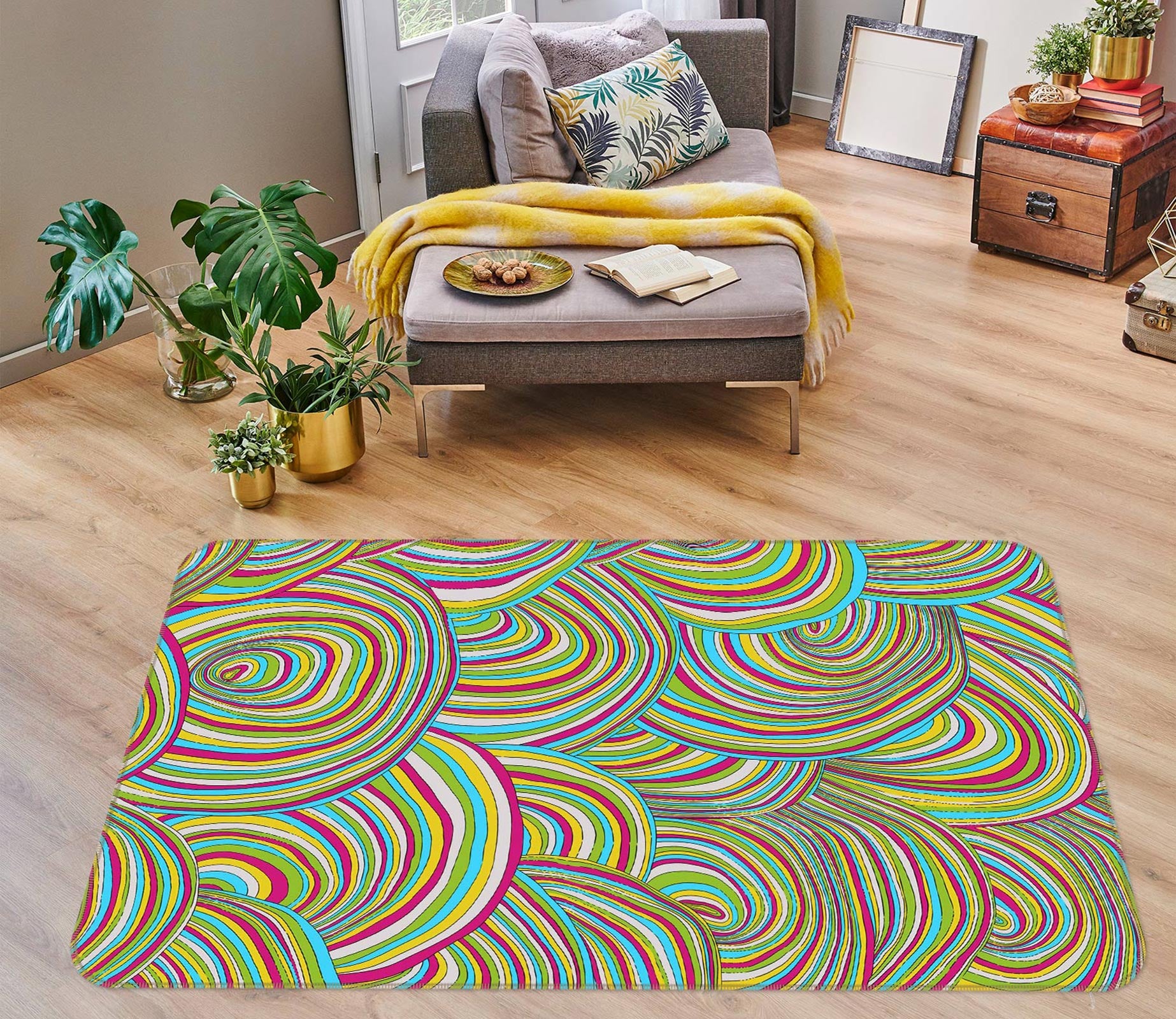 3D Circle Pattern 75240 Non Slip Rug Mat