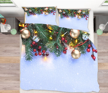 3D Branches Ball Pendant 51120 Christmas Quilt Duvet Cover Xmas Bed Pillowcases