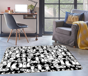 3D Black White Pattern 30064 Non Slip Rug Mat