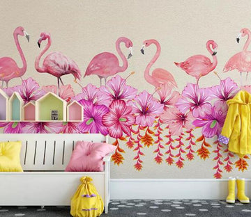 3D Flamingo Flower 095 Wall Murals Wallpaper AJ Wallpaper 2 