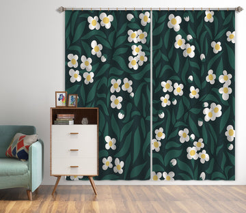 3D Leaves White Flowers 11177 Kashmira Jayaprakash Curtain Curtains Drapes
