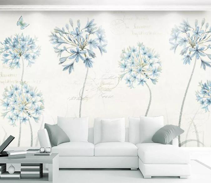 3D Blue Flowers 102 Wall Murals Wallpaper AJ Wallpaper 2 
