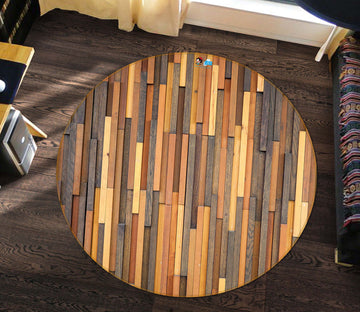 3D Wood Grain 72090 Round Non Slip Rug Mat