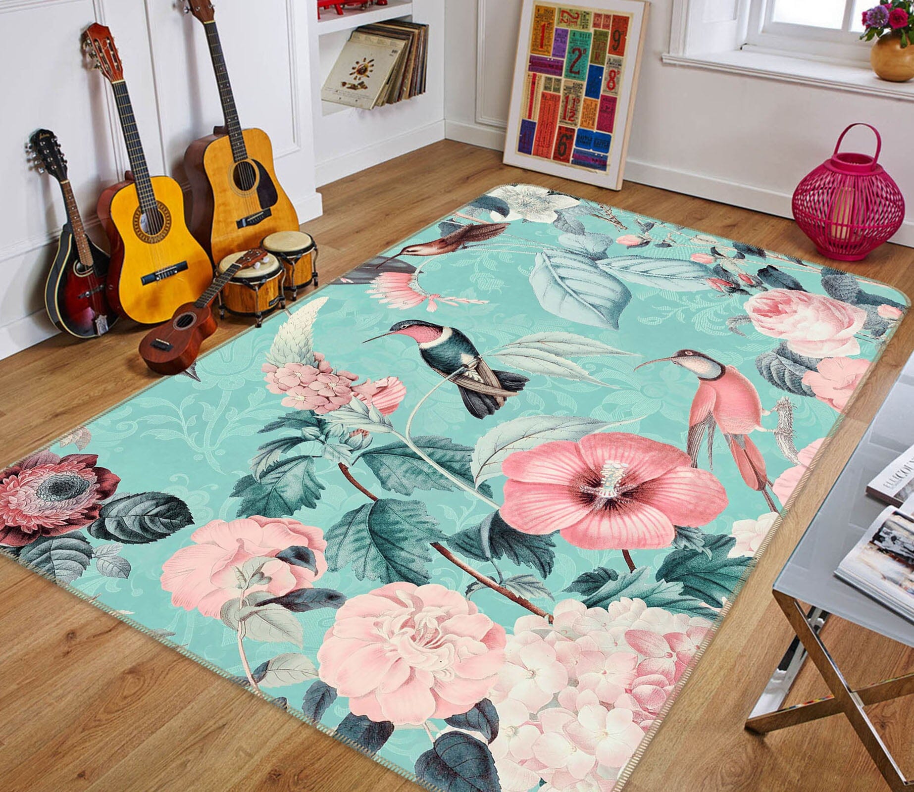 3D Leaf Bird 1025 Andrea haase Rug Non Slip Rug Mat Mat AJ Creativity Home 