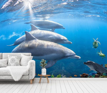 3D Undersea Dolphin 1430 Wall Murals Wallpaper AJ Wallpaper 2 