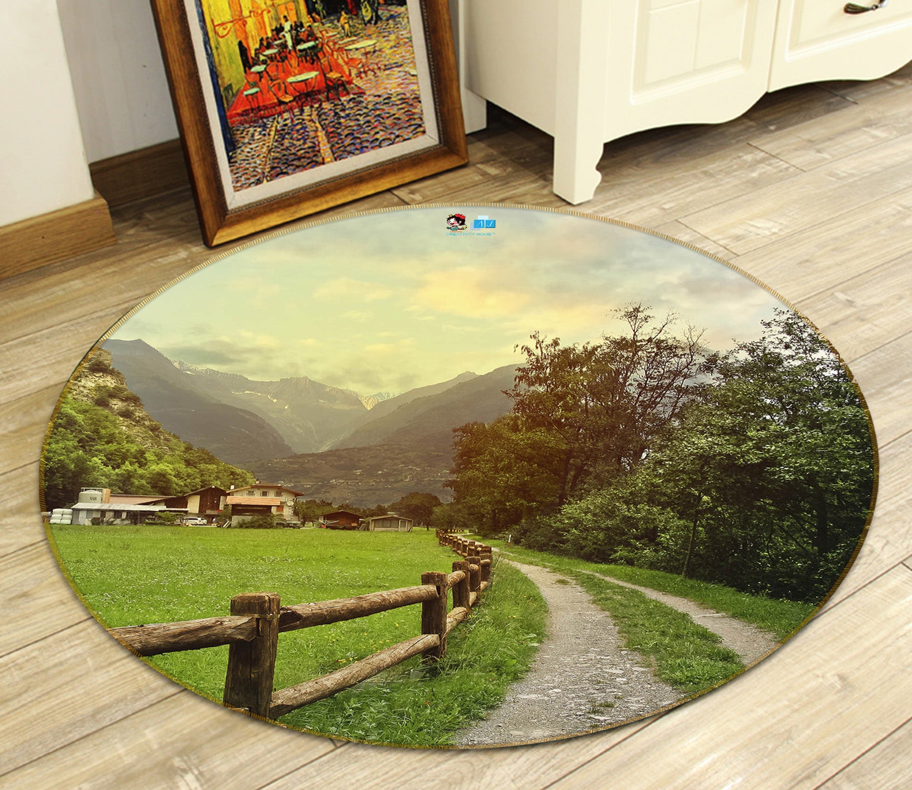 3D Path Tree 74135 Round Non Slip Rug Mat