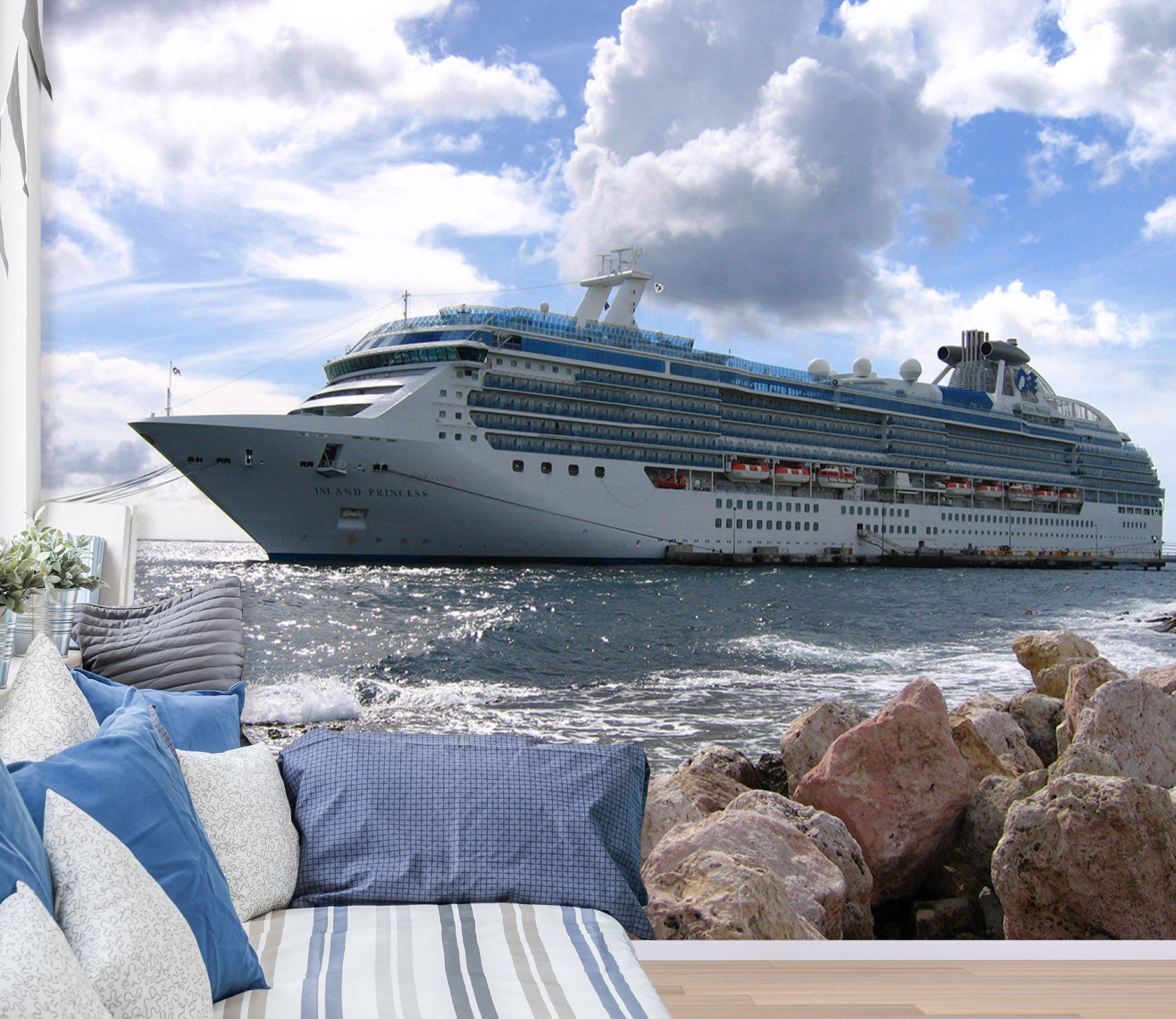 3D Cruise Ship Stone 143 Vehicle Wall Murals