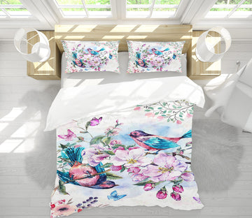 3D Flower Branch Bird 12086 Bed Pillowcases Quilt