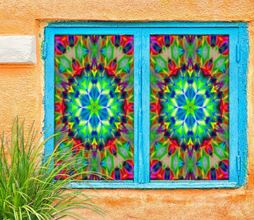 3D Colored Flower 419 Window Film Print Sticker Cling Stained Glass UV Block