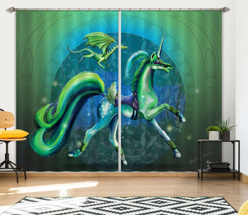 3D Moon Unicorn 122 Rose Catherine Khan Curtain Curtains Drapes Curtains AJ Creativity Home 
