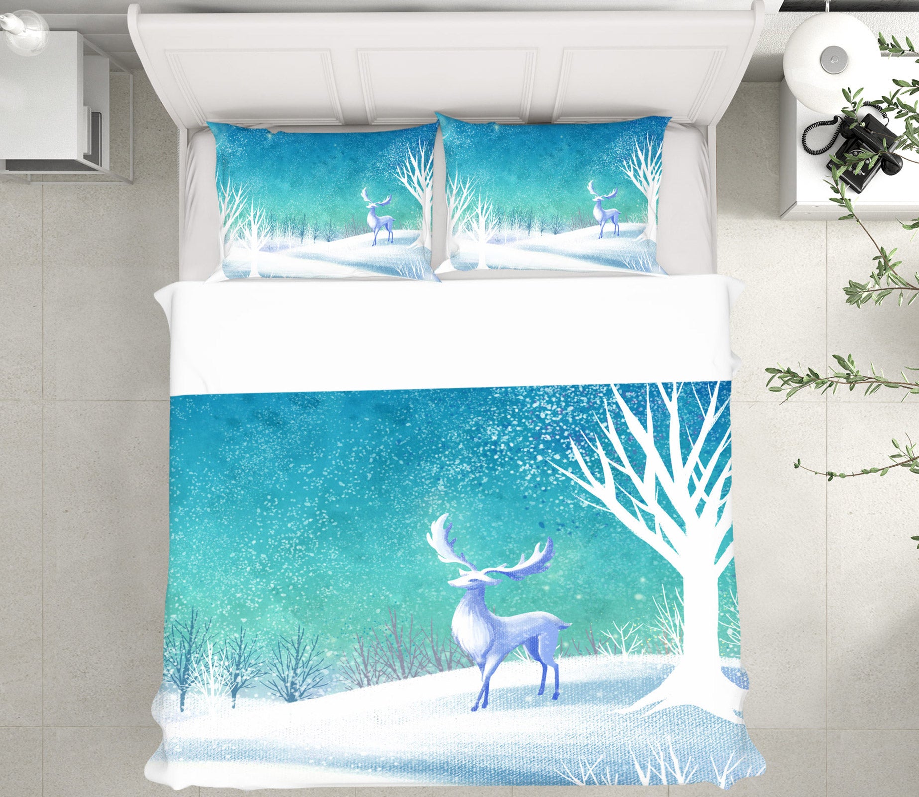 3D Snow Deer 12002 Bed Pillowcases Quilt
