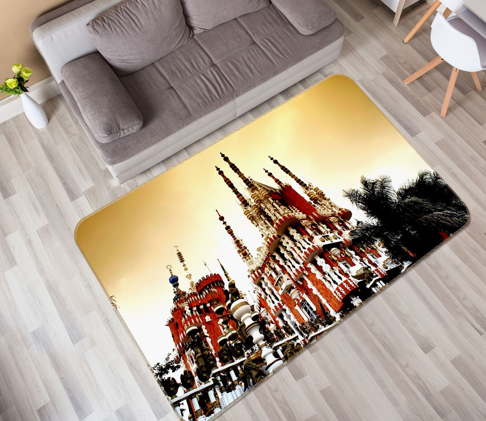 3D Red Church 32001 Non Slip Rug Mat