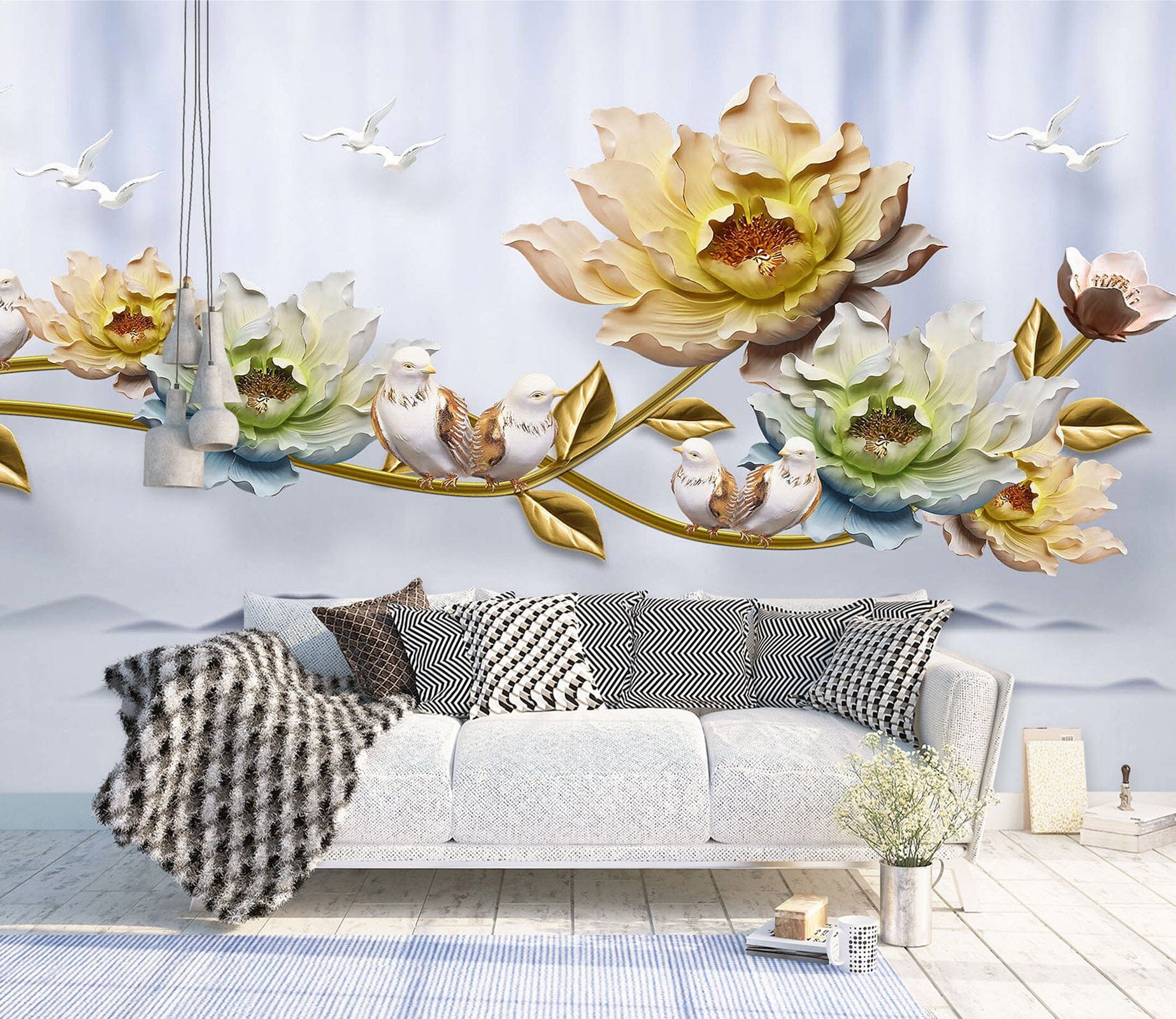 3D Carving Flowers 2064 Wall Murals Wallpaper AJ Wallpaper 2 