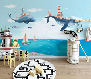 3D Big Whale 1462 Wall Murals Wallpaper AJ Wallpaper 2 