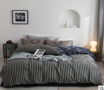 3D Black Vertical Stripes 30102 Bed Pillowcases Quilt