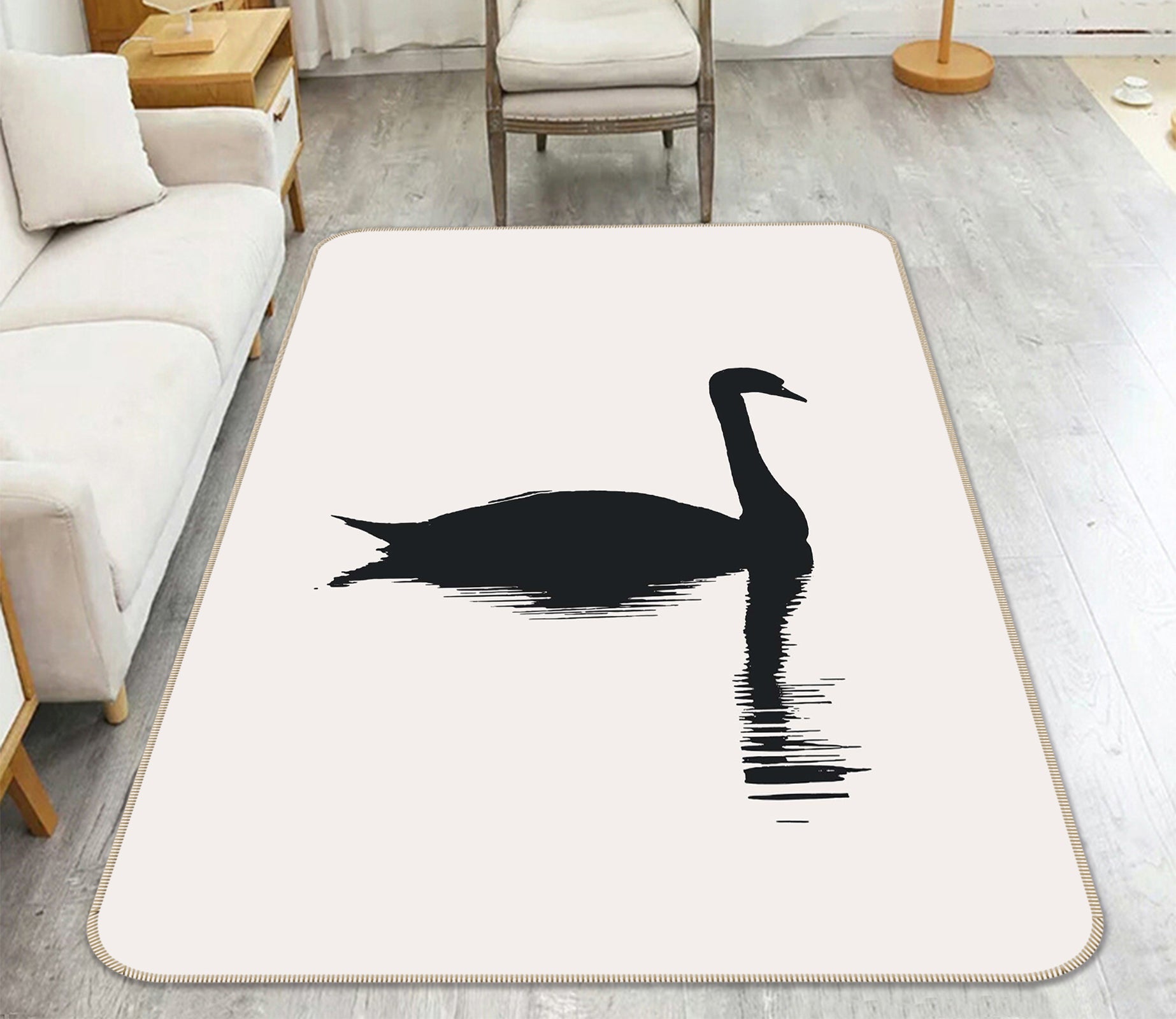 3D Swan River 1127 Boris Draschoff Rug Non Slip Rug Mat